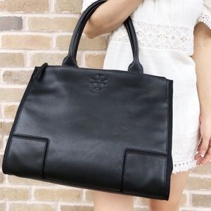 Tory Burch Ella Canvas Leather Tote Laptop Bag